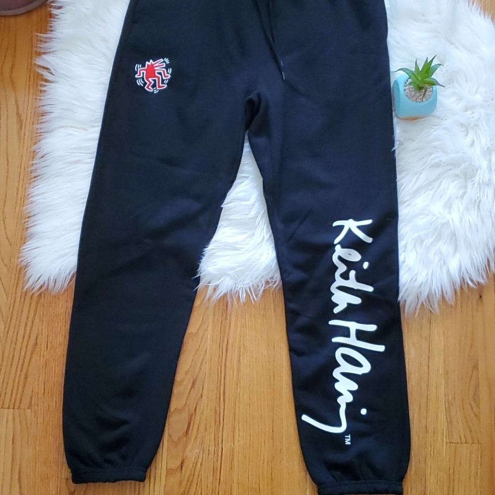 Keith Haring x H&M Black Red Logo Jogger Pants